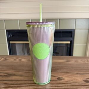 New Starbucks Neon Transparent Pleated Venti Tumbler-Lime & Lilac 24oz